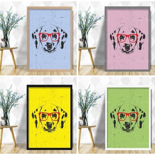 Grunge Style Art Dog Print Dalmatian SKETCH Glasses Picture Poster