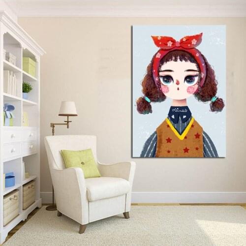 Canvas Painting New Arrival Girl Portrait Painting Decorative painting of cute girl Girl Wall Picture Home Decoration Poster