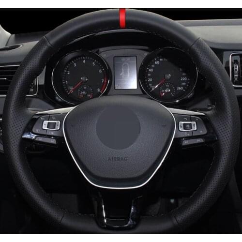 DIY Artificial Leather Black Car Steering Wheel Cover For Volkswagen VW Golf 7 Mk7 New Polo Jetta Passat B8 Tiguan Sharan Touran