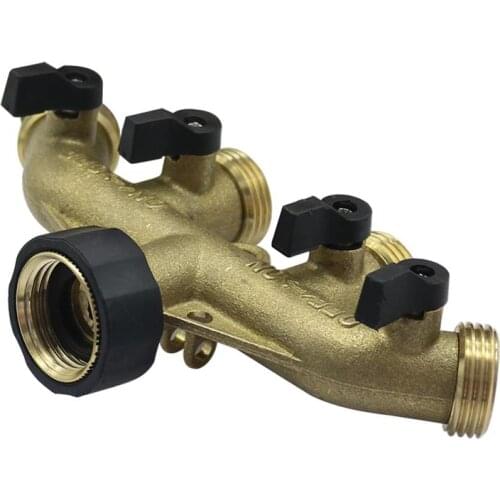 3/4" Thread Brass American/European Valved 4-way splitters Garden Irrigation Watering Fittings Water Faucet Connectors