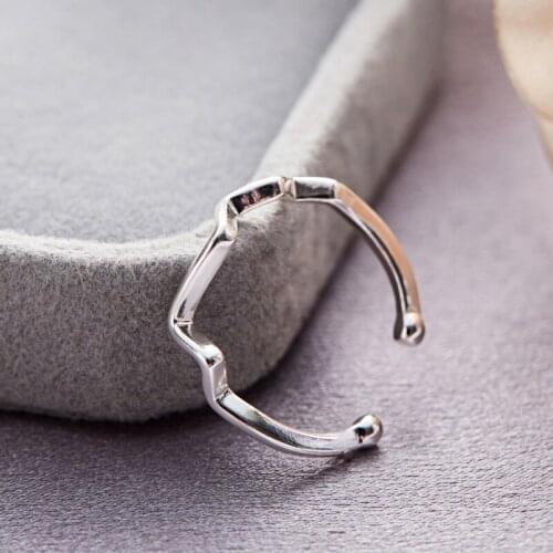 Mini Electrocardiogram Wave Sweet Silver Temperament Personality Fashion Female Resizable Opening Rings