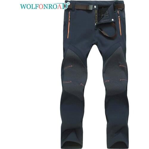 WOLFONROAD Soft Shell Fleece Pants Mens Ski Snowboard Windproof Pants Climbing Mountain Camping Walk Waterproof Trousers Male