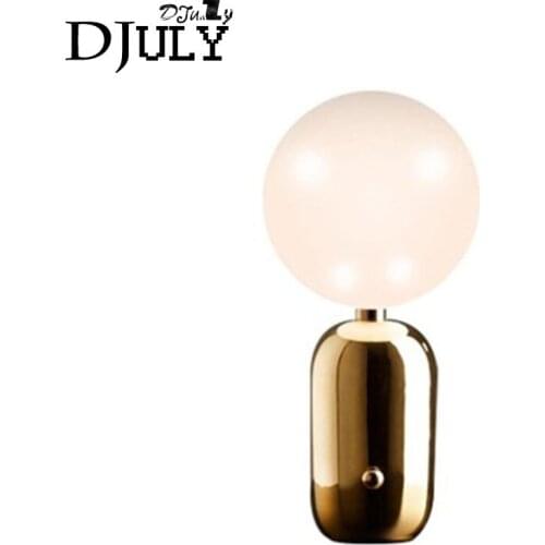 Nordic vanity fashion white ball gold table lamp modern bedroom bedside lamp home deco desk light for Business room villa study