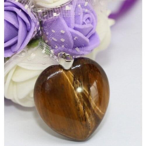 New fashion 2pcs Natural African yellow tiger eyes stone heart shape pendant high grade fit diy necklace accessory jewelry B1837