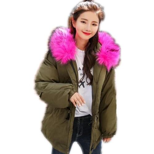 2018 New Oversize Winter A-Line Jackets Female Hooded Large Fur Collar Coats Winter Thicken Wadded Jacket With Belt Parkas Q1008