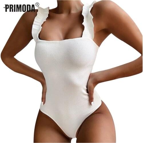 2020 New Women Body Black White Ruffle Pleated Sexy Sleeveless Summer Fashion Bodysuit Party Club Tops Bodysuit Bodysuit PR711M