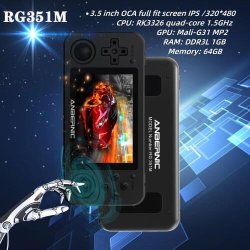 NEW ANBERNIC RG351M Wifi PS1 Retro GAME 2400 GAMES 64G RG351P -Upgrade Version RK3326 N64 Pocket Game Player 351M RG300X