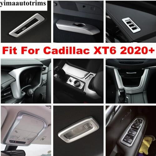 Front Dashboard / Water Cup Holder / Reading Lights / Air AC Outlet Vent Cover Trim Matte Accessories For Cadillac XT6 2020 2021