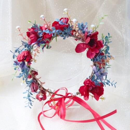 Rustic Bridesmaid Hair Flower Headbands Wedding Hair Accessories Bridal Flower Crown Headpieces Bridal Flower Girls Garland