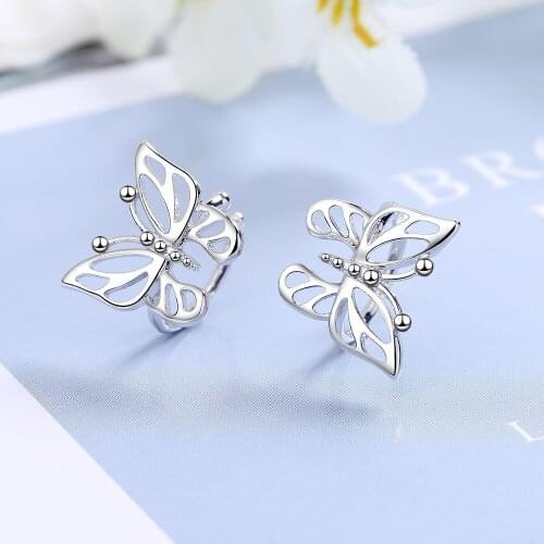 Simple Female Jewelry 925 Sterling Silver Cute Hollow-out Butterfly Earrings for Women Gift Pendientes Oorbellen Brincos