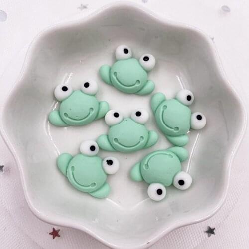 Hand drawn Resin Kawaii Colorful 3D Green Frog Flatback Cabochon Stone 12PCS Scrapbook DIY Decor Home Figurine Crafts