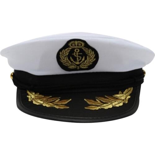 Adult Yacht Boat Captain Hat Navy Cap Ship Sailor Costume Party Fancy Dress Black+White
