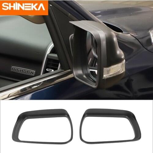 SHINEKA Car Matte Black Rear View Mirror Rainshield Visor Cover Rain Eyebrow Rainproof Frame Trim For Dodge RAM 1500 2018-2021