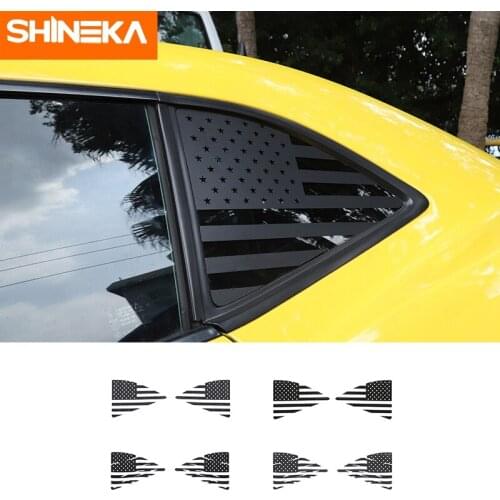 SHINEKA Carbon Fiber Car Rear Triangle Window Decoration Cover Trim Stickers For Chevrolet Camaro 2010-2015 Accessories