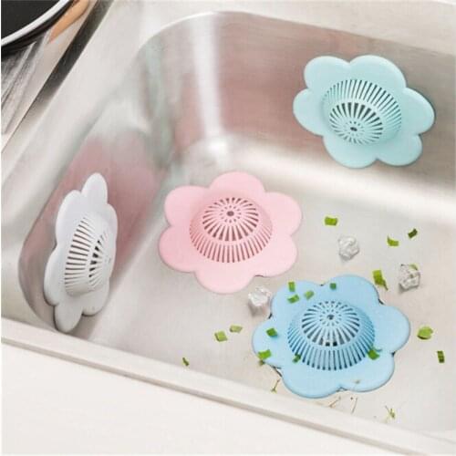 Flower Sink Strainer Silicone Sink Drain Filter Bathtub Hair Catcher Stopper Trapper Drain Hole Filter Strainer For Bathroom