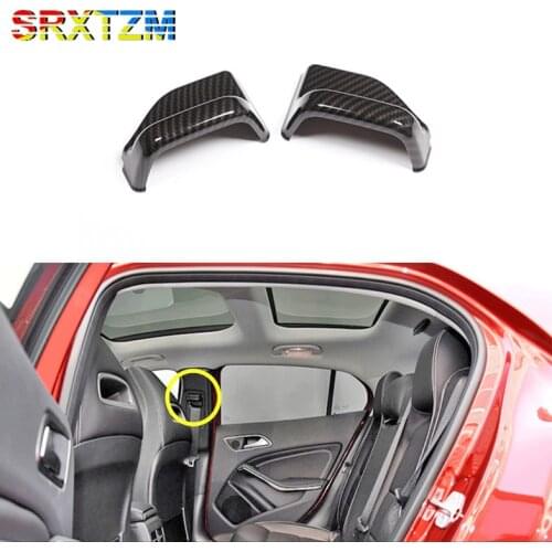 SRXTZM 2pcs Carbon Fiber Grain ABS Safety Belt Cover Trim For Mercedes Benz B CLA GLA Class W117 C117 W246 High Quality
