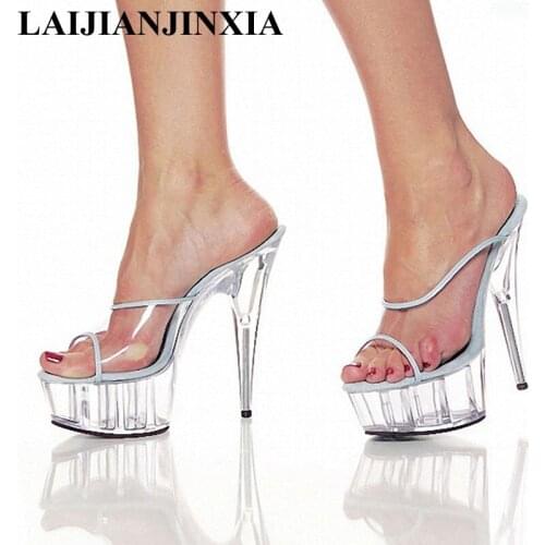 LAIJIANJINXIA 15 CM High Heels Slippers Club Night Shoes Sexy Pole Dancing Shoes Platform Womens Shoes Dance Shoes K121