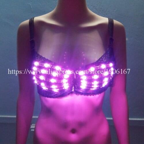 5 Pcs Colorful Luminous Led Bra Party Dress Dancing Belly Dance Wear Fancy Dress For Club Stage Show