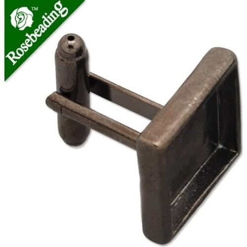 14*14MM Square Gun Metal Black Plated Flat Cufflink Blanks with a 14mm bezel,cameo setting,bezel blanks,sold 10pcs per lot