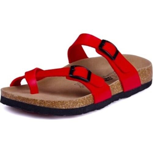 Hot sale New Summer Women Buckle Cork Slipper Shoes 2020 Casual Mixed Color Outside Non-slip Beach Slides Flip Flops size 35-43