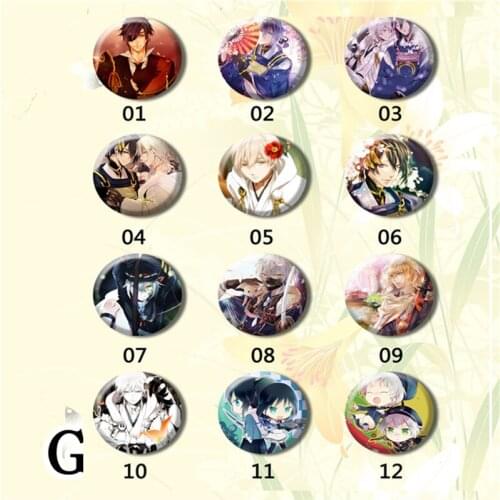 ZXFJXR 58MM Animation Touken Ranbu Online Mikazuki Monoyoshi Sadamune Nakigitsune Yasusada Badge Gift FNS Brooch Pins