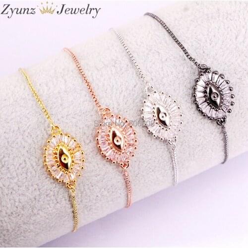 10PCS ZYZ327-1260 Cubic Zirconia Oval Eye Connector Bead Bracelet