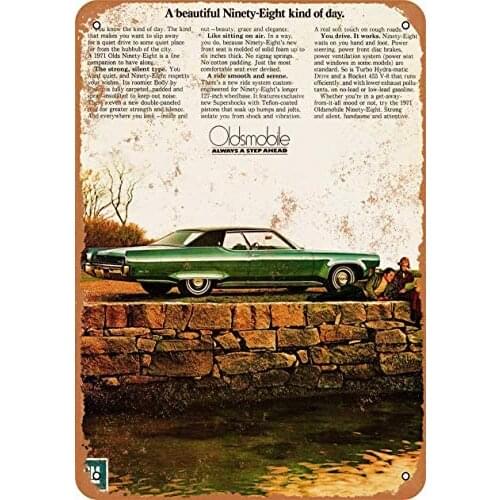 12 x 16 inches Metal Vintage Funny Tin Sign 1971 Oldsmobile Ninety-Eight