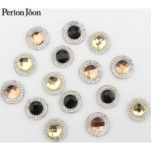 5PCS DIY Hot fix Round Glass Rhinestone Patch Crystal Mini Round Badge Ironing decoration TR043