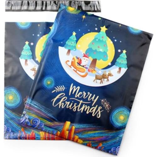 50pcs/Lot Christmas Poly Courier Mailing Packing Bags Thank you 10*13Inch Thicken Waterproof Storage Bag Envelope Custom Postal
