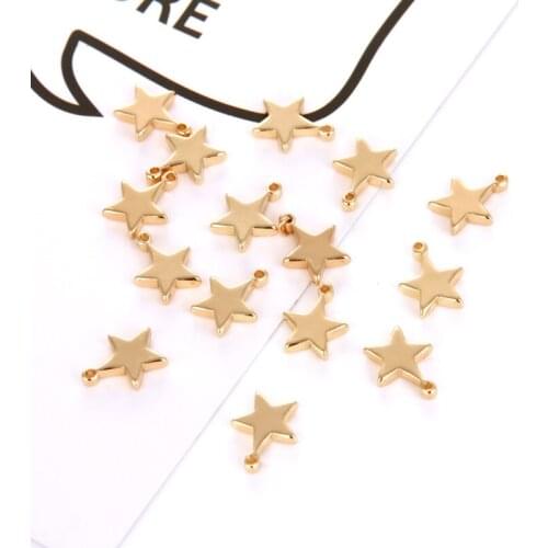 8mm Gold Silver Hollow Star Charms Copper Pendant DIY Accessories For Handmade Earrings Bracelets Necklace 50pcs