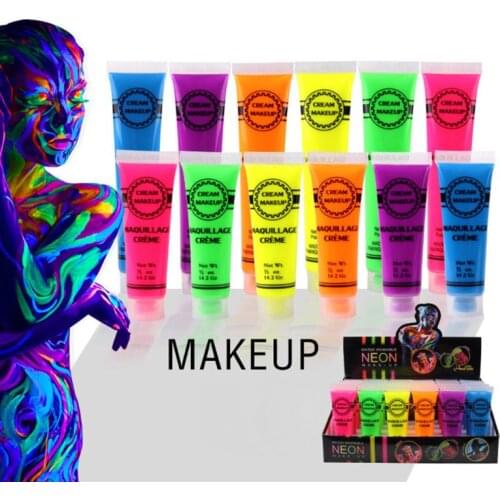 6 Pcs Set Face & Body Paint Neon Glow in the Dark for Rave Festival Party 97BC