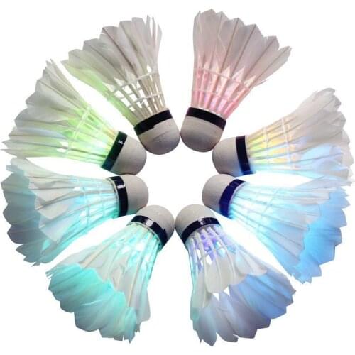 8 colors LED flash Goose feather Badminton Shuttlecock Cork wood Badminton balls