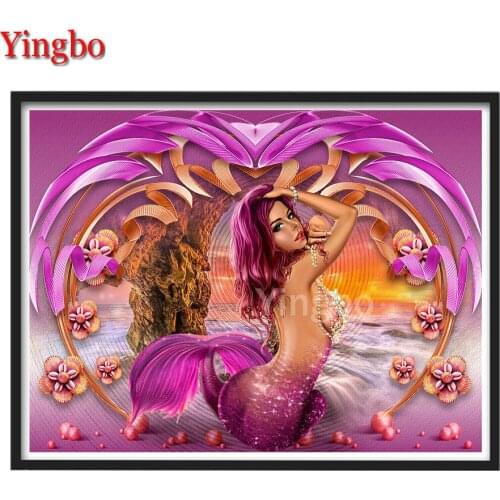 DIY Diamond Painting Sexy woman mermaid Diamond Embroidery Full Square Round Rhinestone Mosaic Cross Stitch Home Decoration