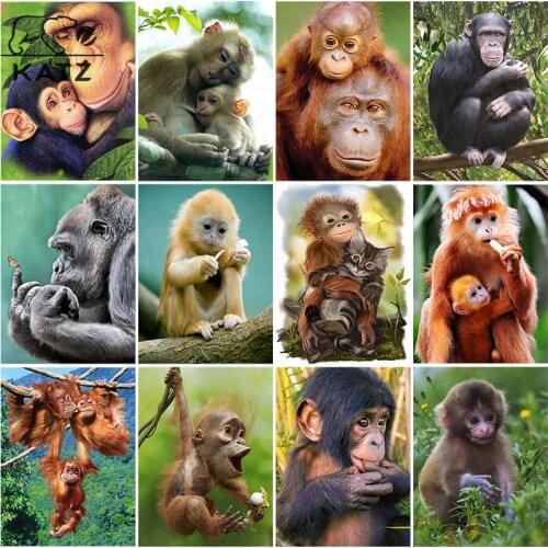 Diamond Painting Gorilla Animal Family Embroidery Cross Diy Diamond Painting Mosaic Art Gift Warm Cross Stitch Home Decoration