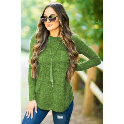 Womens Long Sleeve Plain Casual Loose Tops Blouse Basic Shirts Ladies Pullover