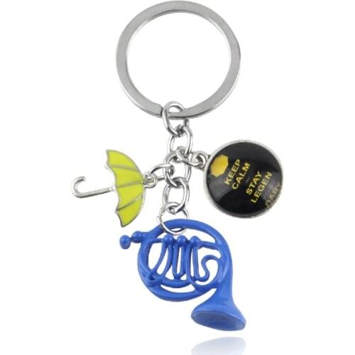 How I Met Your Mother Yellow Umbrella Mother Blue French Horn Keychain Key Ring for Father Mom Gift