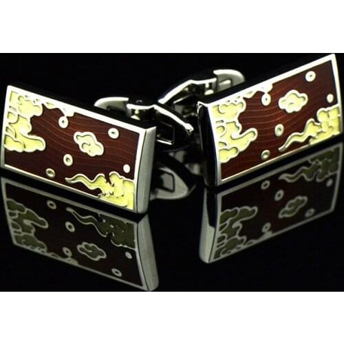 JHSL Brand Fashion Mens Jewelry Silver Color Copper Enamel Men Rectangle Cufflinks Dropship Supplier