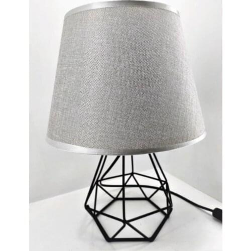Black Metal Mesh Flip Silver Gray Cloth Headdress Lampshade Table La 437290173