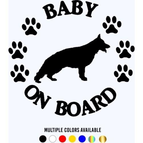 CK20860# Die-Cut Vinyl Decal Baby German Shepherd on Board Car Sticker Waterproof Auto Decors on Bumper Window Laptop