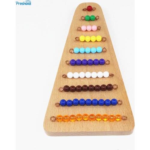 Baby Toy Montessori Colored Bead Stairs with Tray Math Early Childhood Education Preschool Training Learning Toys
