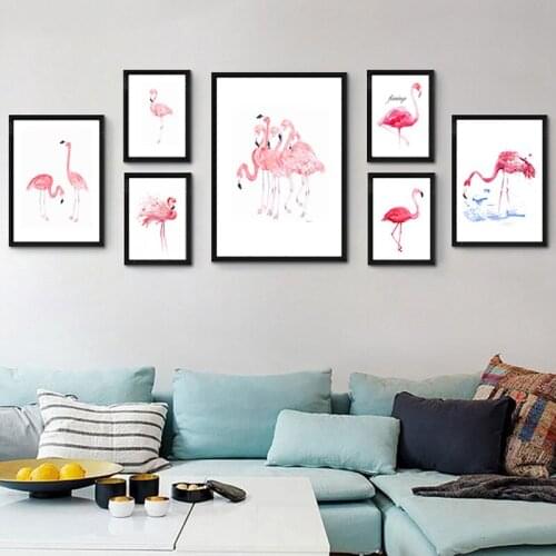 Flamingo Animal Abstract Drawing Picture Nordic Canvas Painting Home Decor Wall Art Bedroom Living Room Poster Print Backdrop