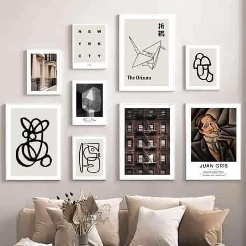 Juan Gris Orizuru Line Geometry Modular Wall Art Canvas Painting Nordic Posters And Prints Wall Pictures For Living Room Decor