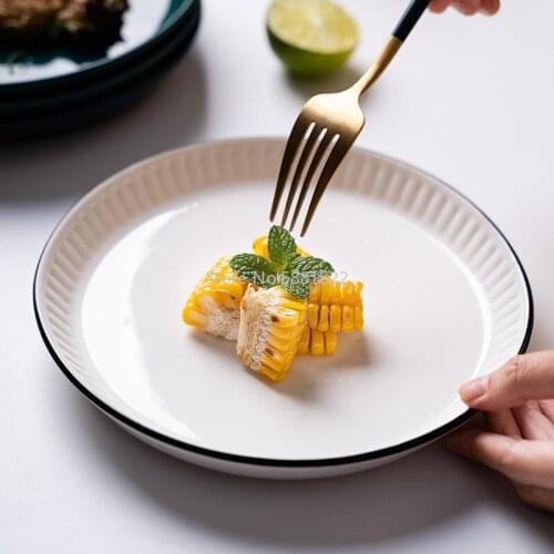 Ceramic Deep Dish Disc Dish Creative Nordic Soup Plate Home Tableware Breakfast Blue Green 8 Inches