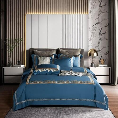 Luxury 1000TC Egyptian Cotton Bedding Set Embroidery Bed Linens Flat Sheet Set Bedclothes Queen/King Size Bed Cover 4pcs