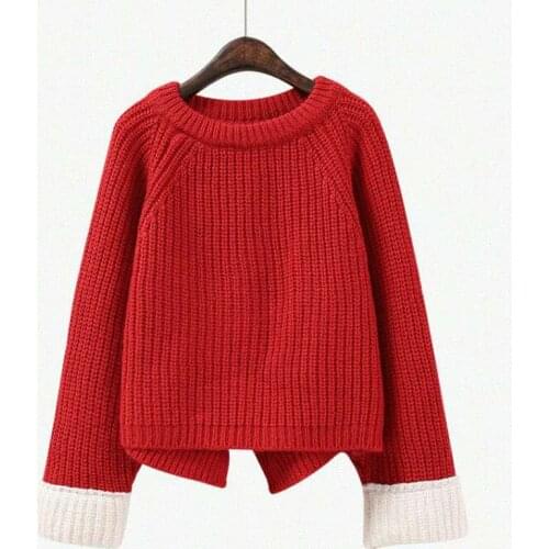 Short sweater womens head new autumn long-sleeved student loose winter knit shirt liner