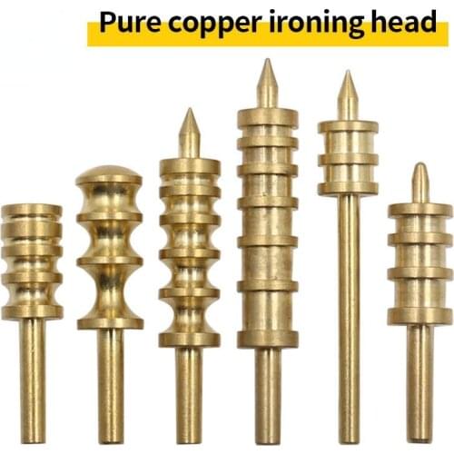 Brass Electric Iron Edge Head Wood Burning Tip Leather Burnisher Pointed or Flat Tip Edge Trimming Burnisher Creaser Head