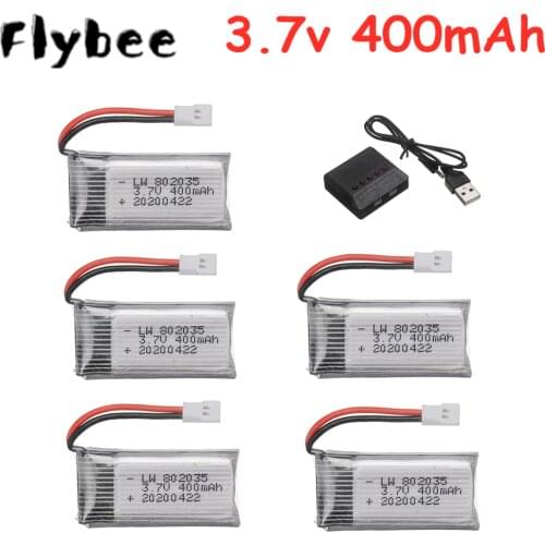 3.7V 400mAh Lipo Battery For H107 H31 KY101 E33C E33 U816A V252 H6C RC Drone Spare Parts 3.7v 802035 Battery Charger Set