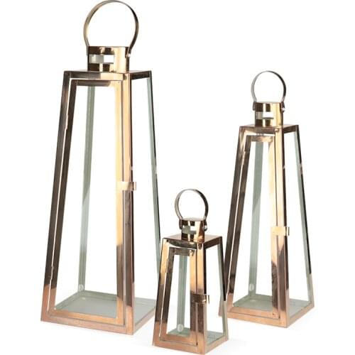 Nordic Lanterne Metal Candle Holder Gold Glass Luxury Modern Windproof Candle Lantern Lampiony Szklane Gold Candle Sticks MM60ZT