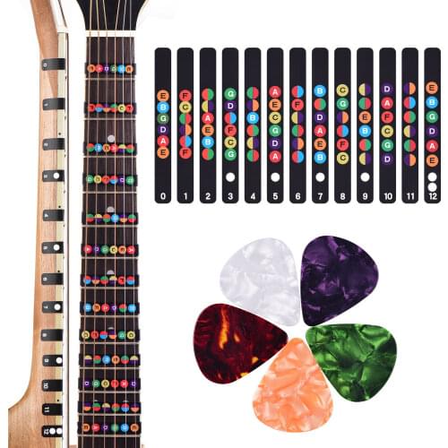 Guitar Fretboard Stickers Colorful Fingerboard Sticker Note Decals for 6 String Acoustic Electric Guitars Assistant Tool