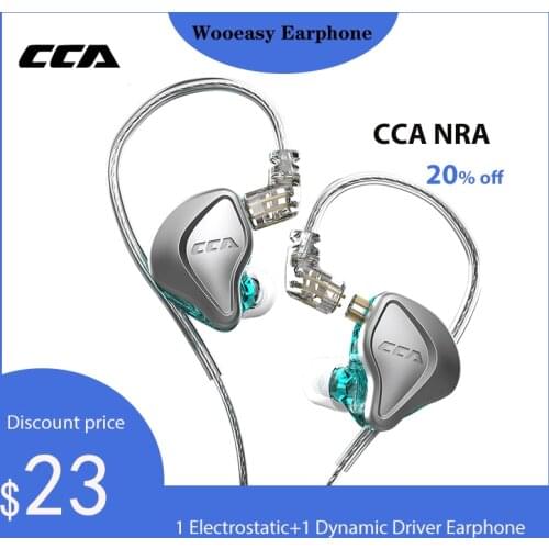 CCA NRA Earphone 1 Electrostatic+1 Dynamic Headset HIFI In-Ear Monitor Earbuds Audio Headphones With 2Pin Cable Noise Cancelling